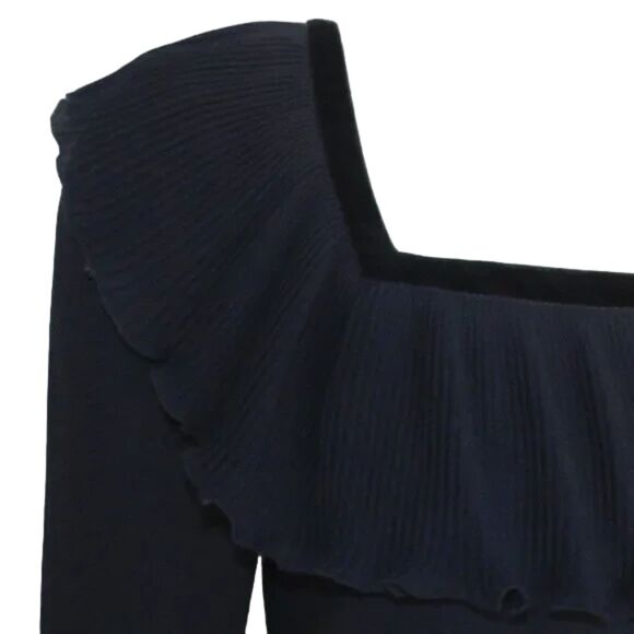 JEAN-LOUIS SCHERRER/JLS Boutique Dress, 38/S, Black, Pleat skirt, Ruffle neck - Picture 8 of 15